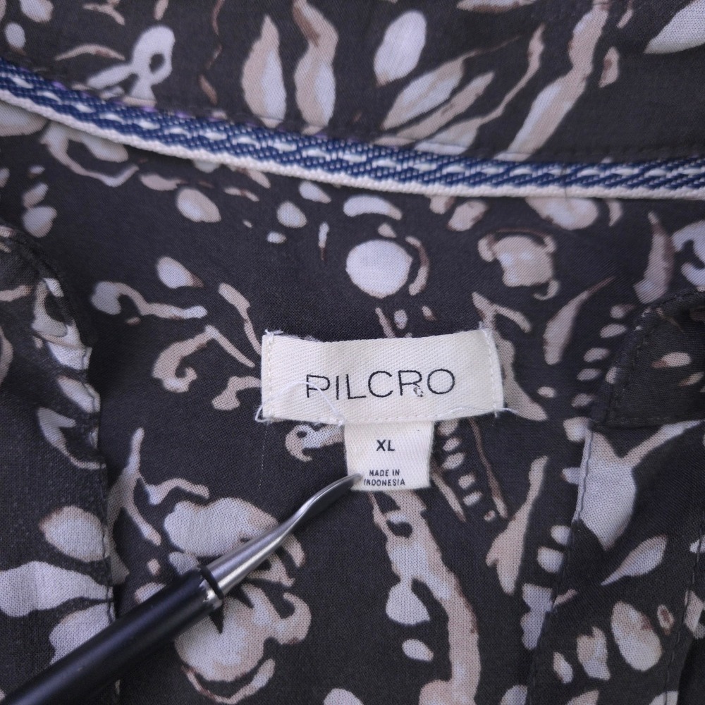 Pilcro Blouse Womens XL Top Long Sleeve Paisley Button Shirt Collared Gray GUC - Picture 4 of 8